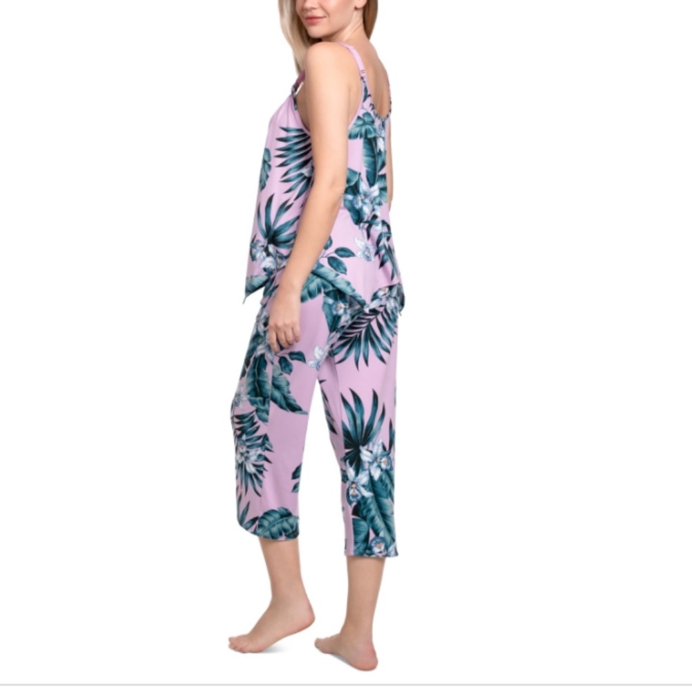 Linea Donatella Women's Rhadna Cropped Pant Pajama Set - Pink Floral - Picture 3 of 4
